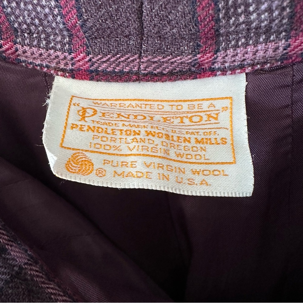 Pendleton Blazer Skirt Scarf Set Sz 8 10 Purple Plaid Wool Vintage Made in USA - Picture 13 of 16